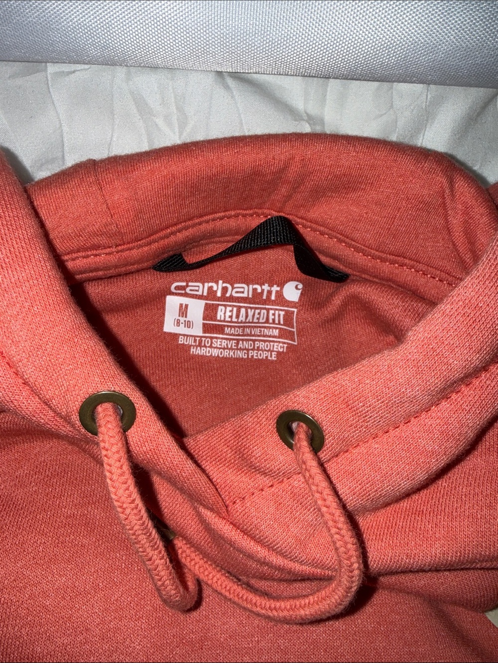 Carhartt Women's Coral Pink Pullover Hoodie - Picture 3 of 3
